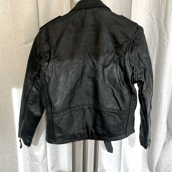 Vintage Leather Biker Moto Jacket Coat - Small - Picture 3 of 5